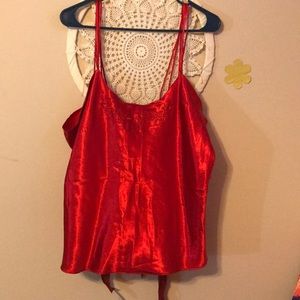 Flowered embroidered silk tank top